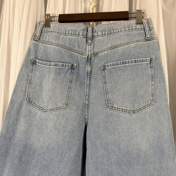 Oliver Logan Thompson Wide Leg Jeans Light Wash Blue Pleated High Rise 26 NEW - Picture 3 of 13